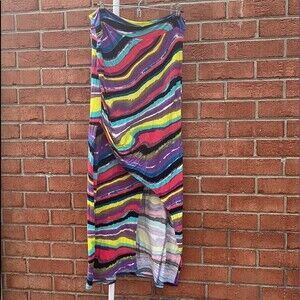 FRUMOS NEON GREEN PURPLE YELLOW BLUE PINK TIE DYE MAXI SKIRT/DRESS. LARGE